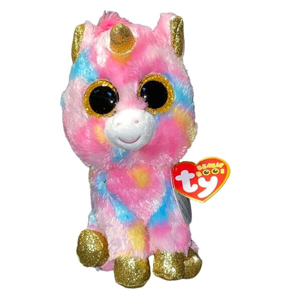 Ty Beanie Boos 7" Fantasia Unicorn Tie Dye Plush Stuffed Animal Collectible Gift - Picture 2 of 11